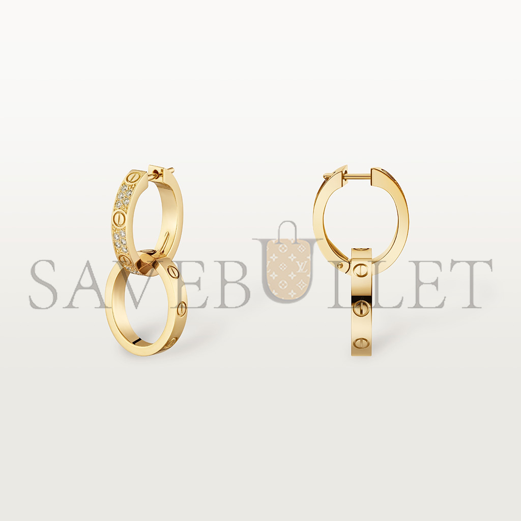 CARTIER LOVE YELLOW GOLD EARRINGS, TRANSFORMABLE, SEMI-PAVED N8515241